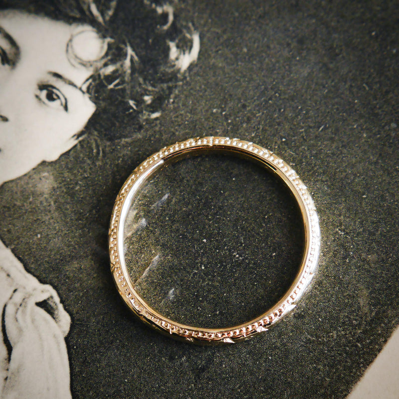 Vintage Style Beaded Edge Wedding Ring