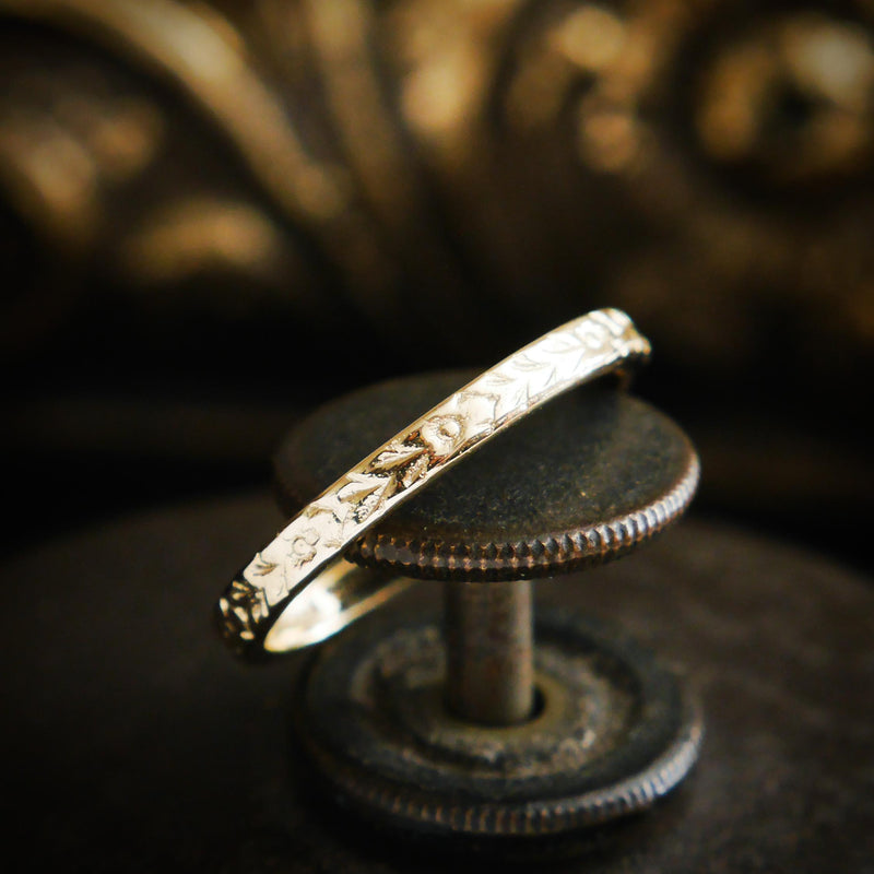 Vintage Style Size  'J' or US '5' 'Florette' Gold Wedding Ring