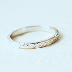 Vintage Style Size ‘K.5’ 'Flora' White Gold Wedding Ring