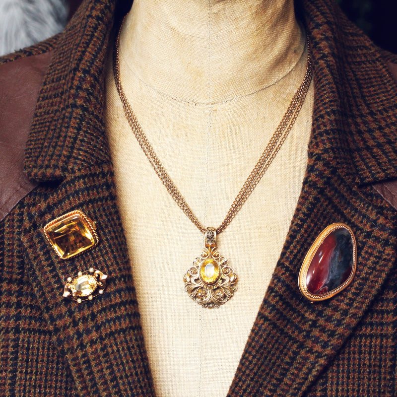 A Fascinating Vintage Silver Gilt Citrine Pendant