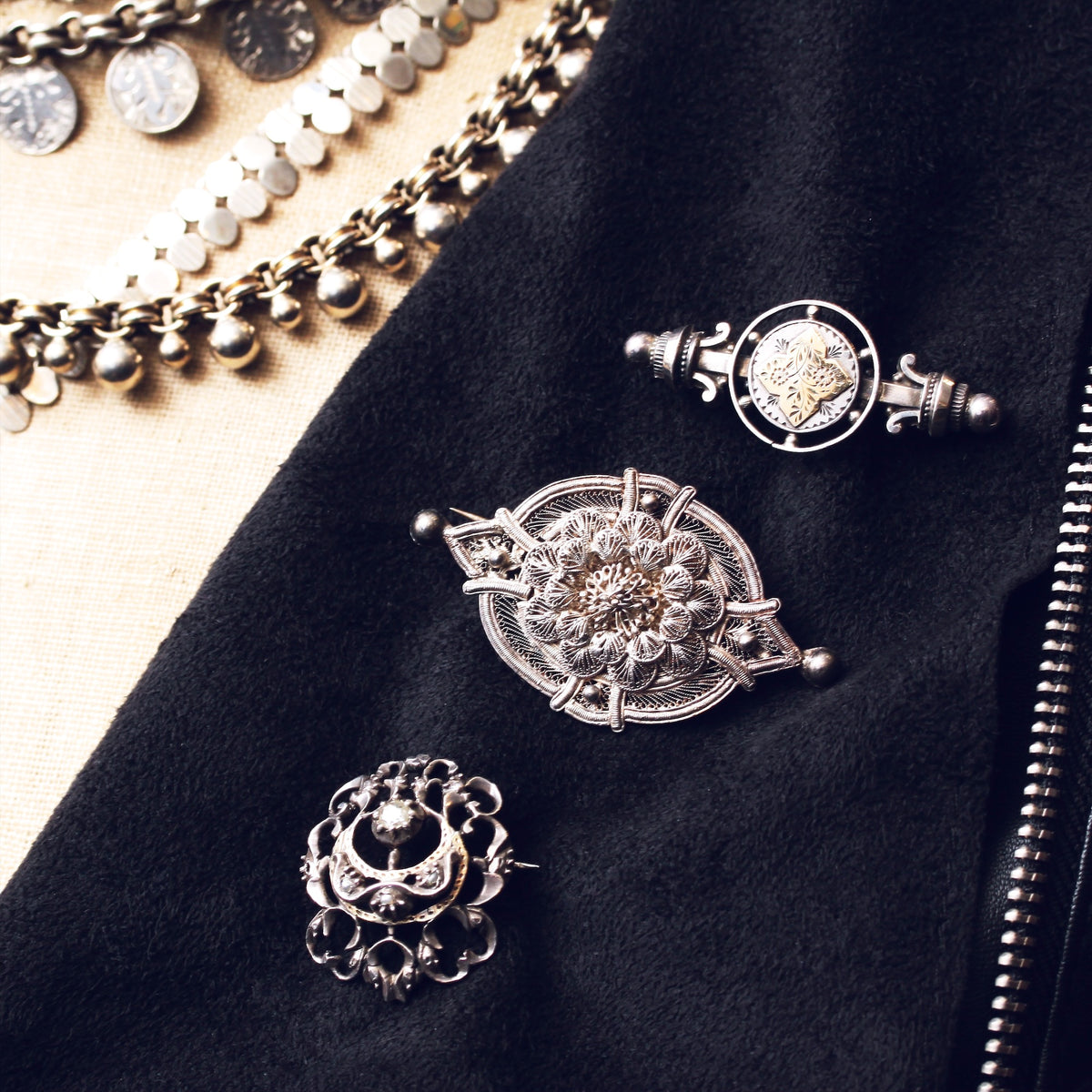Finest Antique Silver Filigree Brooch