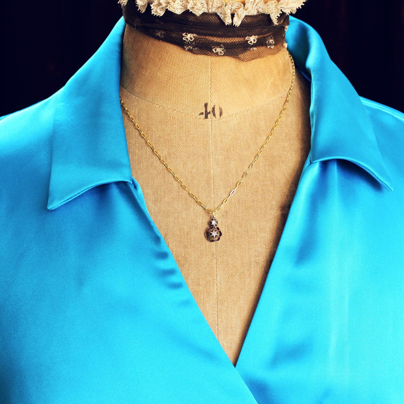 Antique Silver & Rose Cut Diamond Pendant