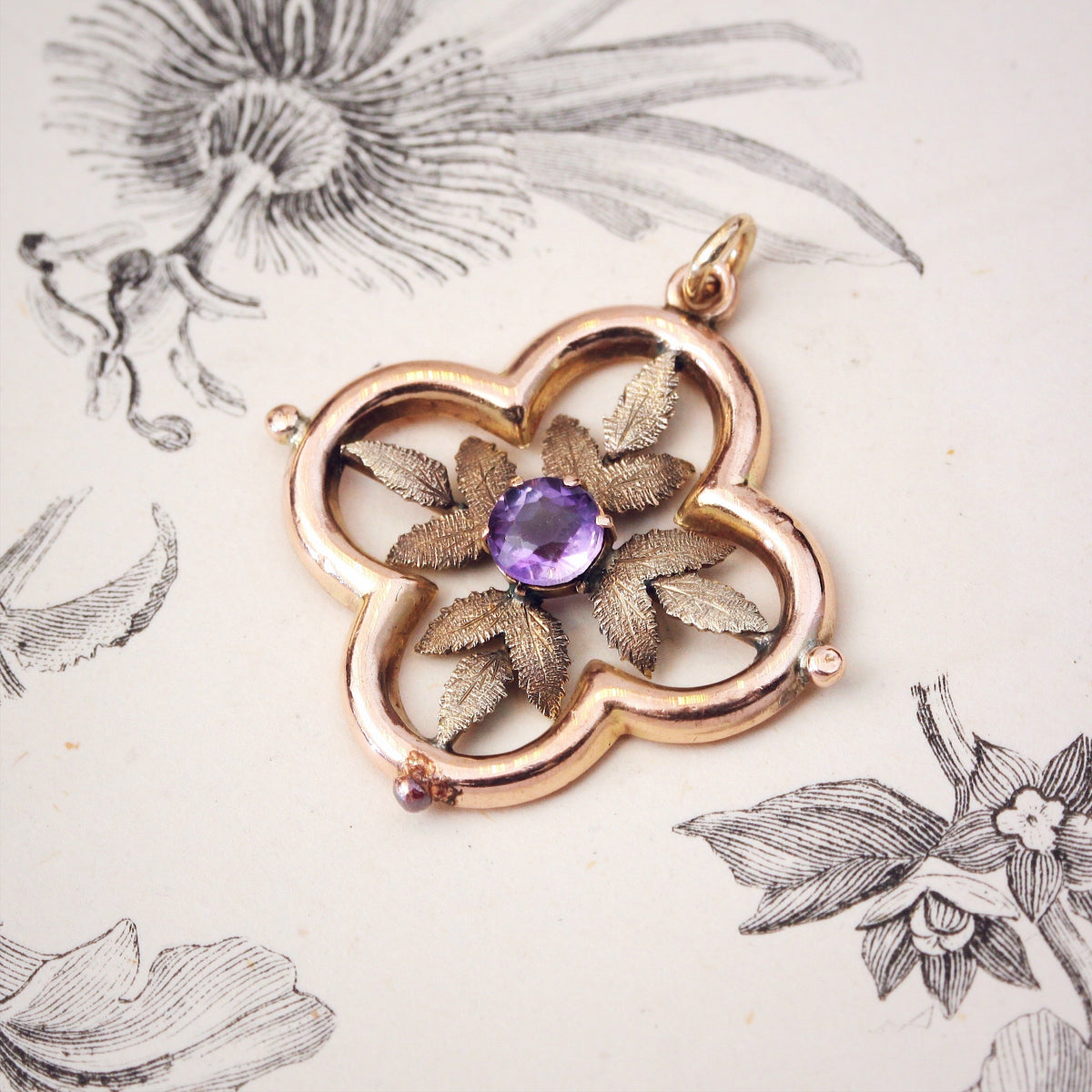 Date 1915 Rose Gold Edwardian Amethyst Pendant