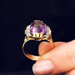 Special Lovely! Vintage Amethyst & Diamond Cocktail Ring