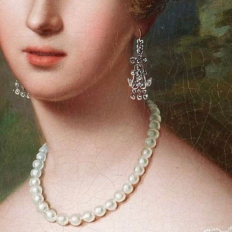 Rare Antique Hand Blown Glass Pearl Necklace
