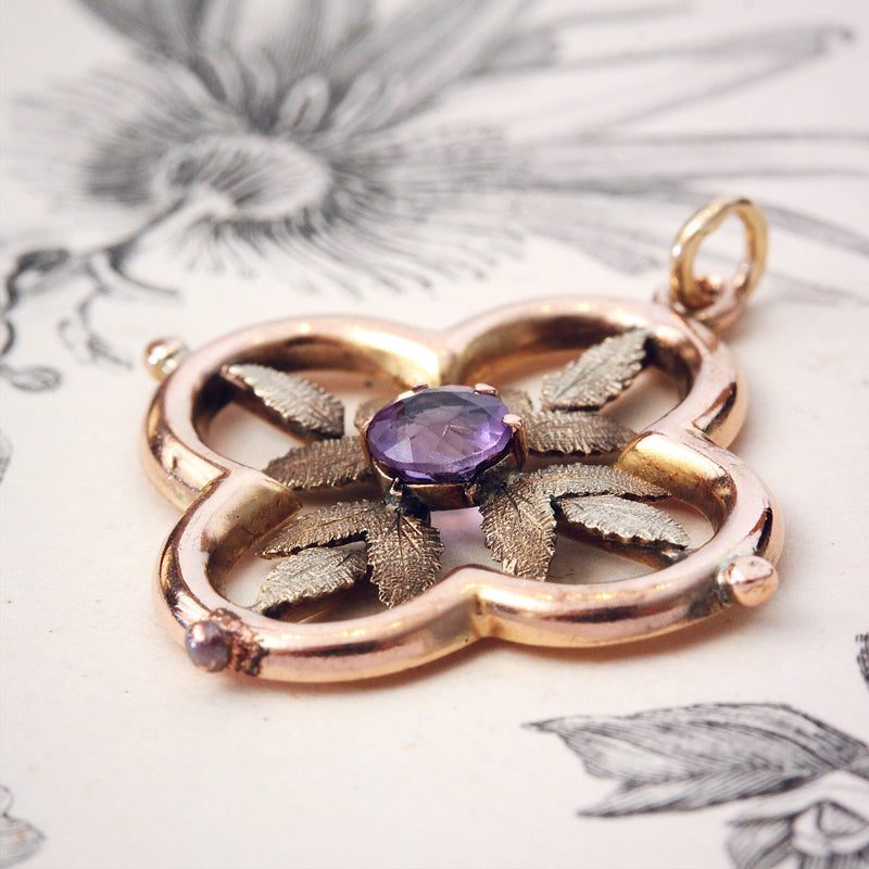 Date 1915 Rose Gold Edwardian Amethyst Pendant