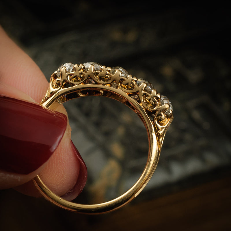 Mmmmarvellously Majestic Antique Victorian Diamond Five-Stone Ring