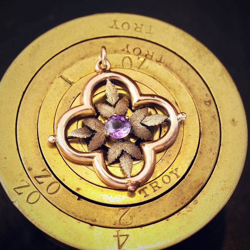 Date 1915 Rose Gold Edwardian Amethyst Pendant