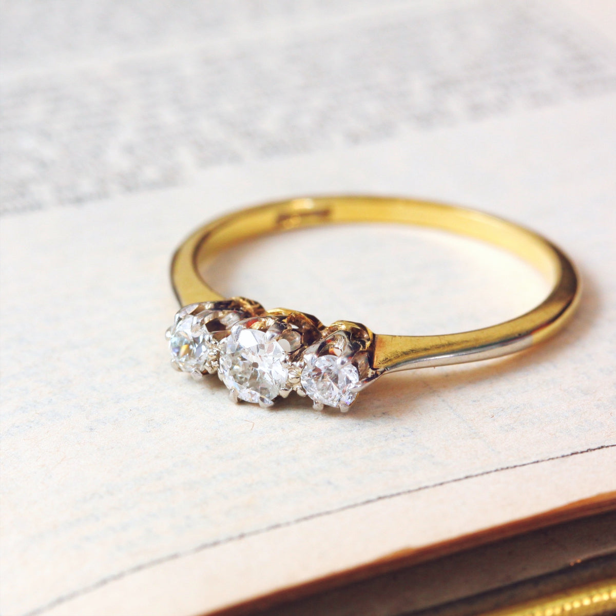 Vintage Trilogy Diamond Engagement Ring