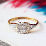 18ct Gold Square Art Deco Diamond Cluster Ring