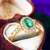 Darling! Pretty Vintage Emerald & Diamond Cluster Ring