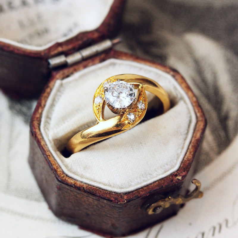 Vintage Diamond Crossover Engagement Ring