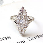 Vintage Platinum Marquise Diamond Cluster Ring