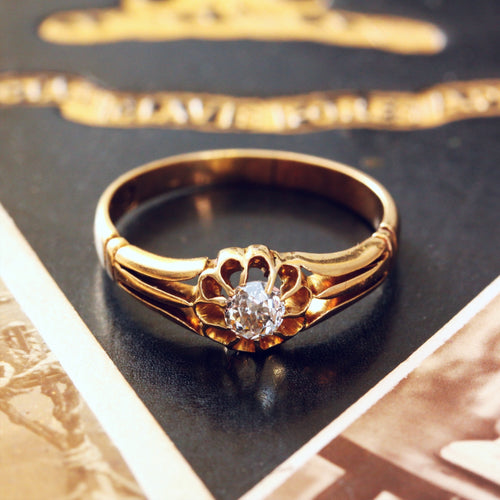 Antique Date 1892 Hand Cut Gents Diamond Ring