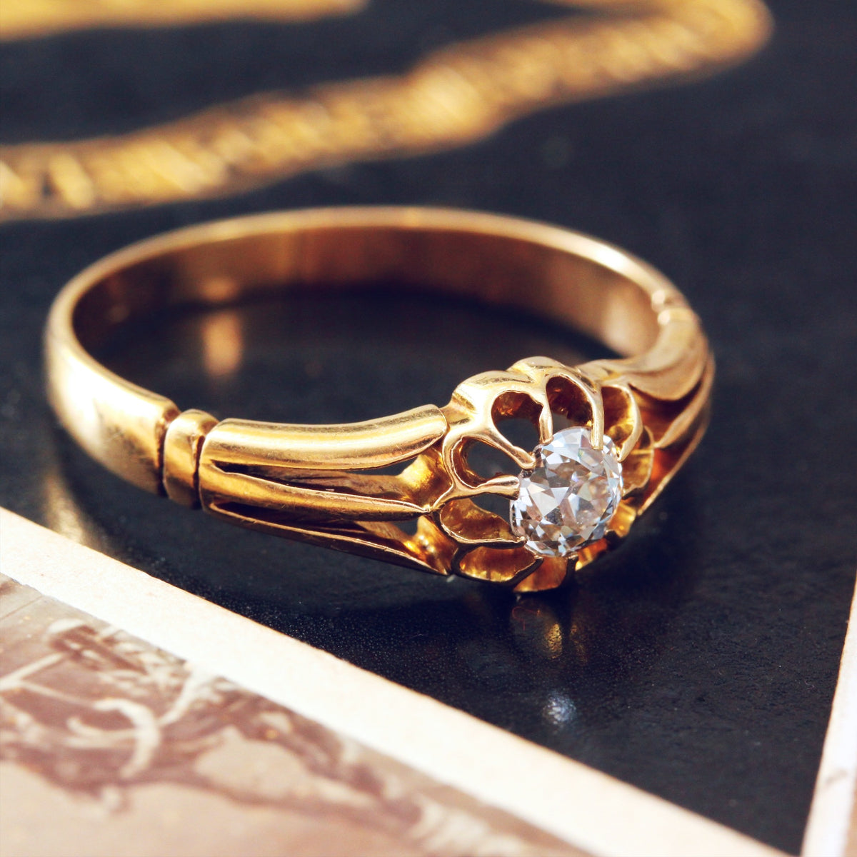 Antique Date 1892 Hand Cut Gents Diamond Ring