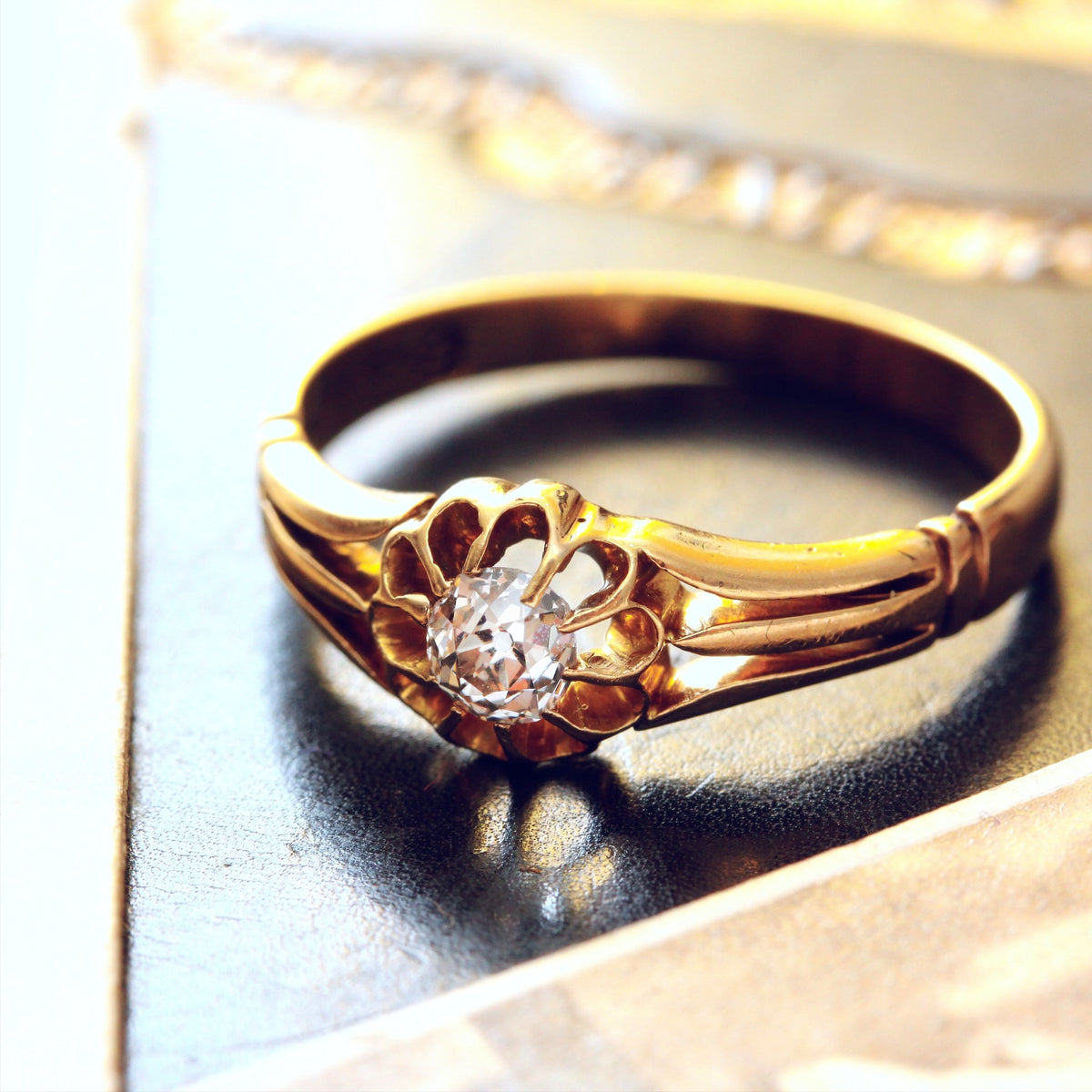 Antique Date 1892 Hand Cut Gents Diamond Ring