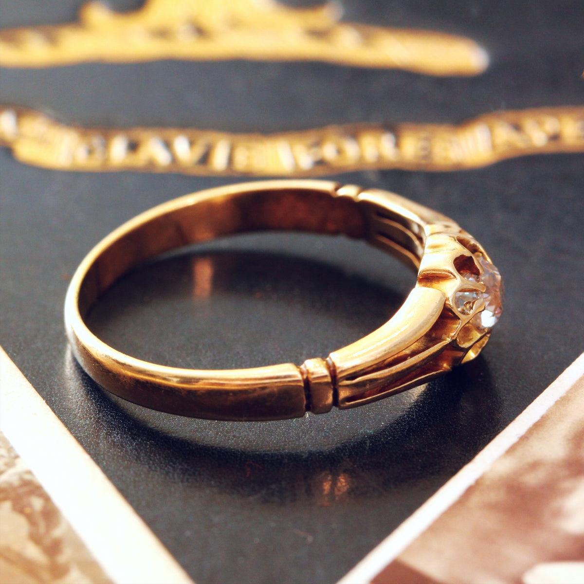Splendid Date 1892 Hand Cut Gents Diamond Ring