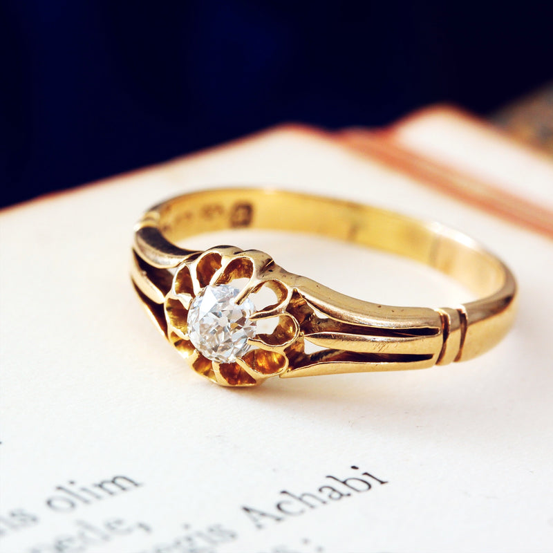 Antique Date 1892 Hand Cut Gents Diamond Ring