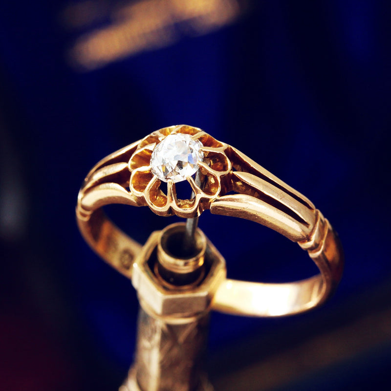 Splendid Date 1892 Hand Cut Gents Diamond Ring