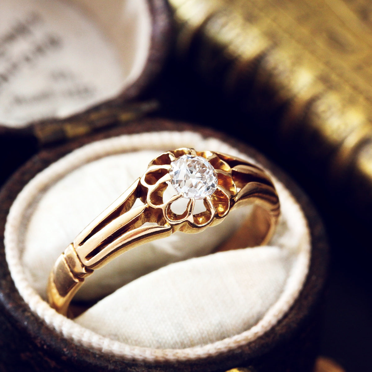 Antique Date 1892 Hand Cut Gents Diamond Ring