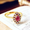 Vintage Cabochon Ruby & Diamond Cluster Ring