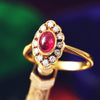 Divine Quality Cabochon Ruby & Diamond Cluster Ring