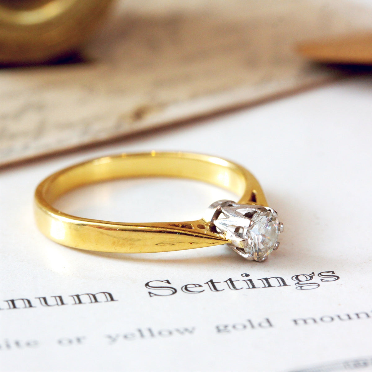 Vintage 0.25ct Brilliant-cut Diamond Solitaire Engagement Ring