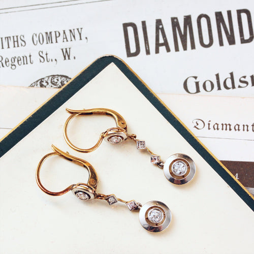 Vintage Art Deco Diamond Drop Earrings