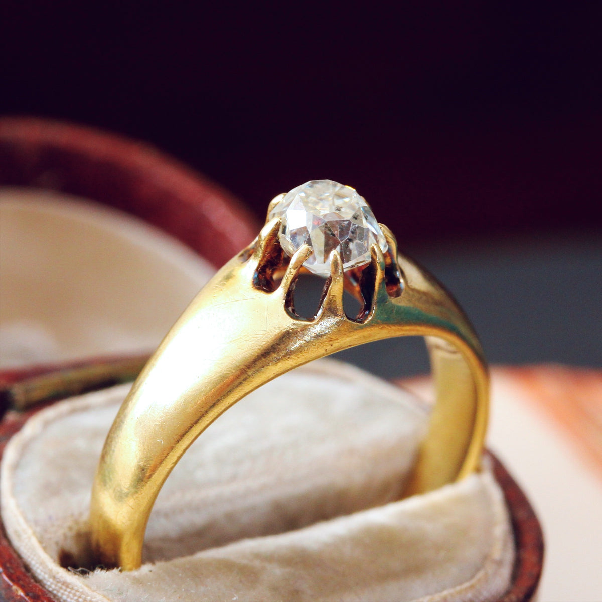 Old Style Diamond Cuts Majestic Old Mine Cut Diamond Solitaire