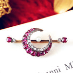 Victorian Ruby & Diamond Crescent Moon Brooch