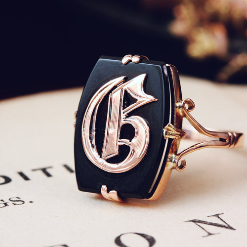 Cute Vintage 1950's 'G' Initial Signet Ring