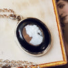 Antique Whitby Jet & Shell Cameo Pendant