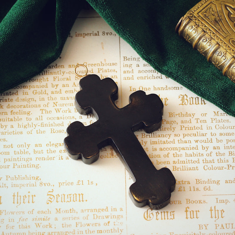 Bat wood deals inlay cross pendant