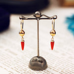 Vintage Coral Amphora Drop Earrings