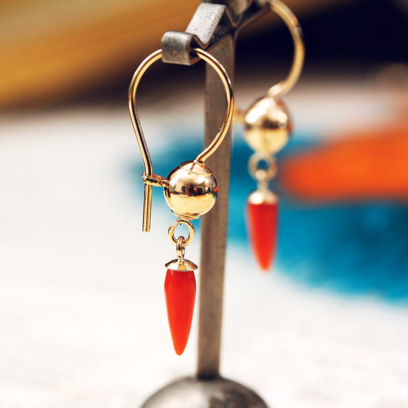 Vintage Coral Amphora Drop Earrings