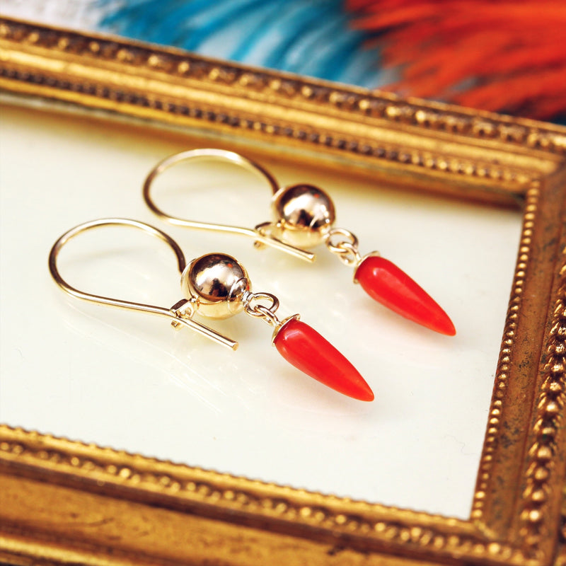 Vintage Coral Amphora Drop Earrings