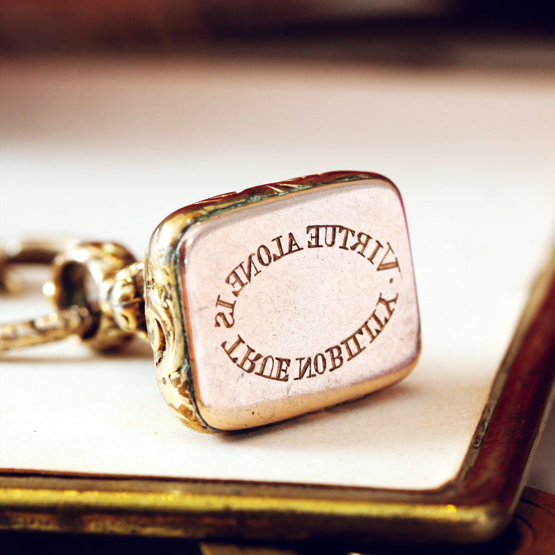 Matching Pair of Antique Rococo Styled Seal Fob & Key