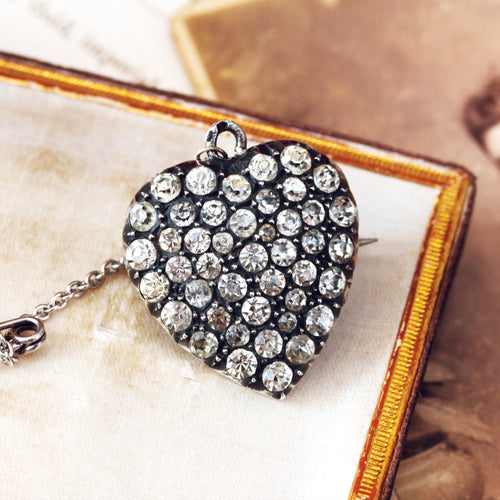Antique Victorian Sparkled Heart Brooch