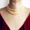 Vintage Three Row Unbleached Cultured Pearl Necklace