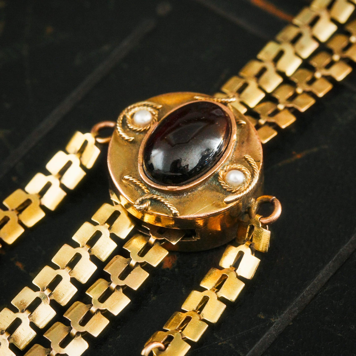 Amazing Vintage 14K Gold Slider Long Guard Chain
