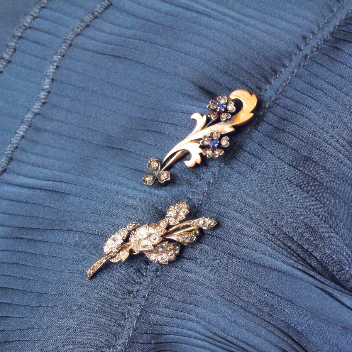 Victorian Diamond & Sapphire Garland Brooch
